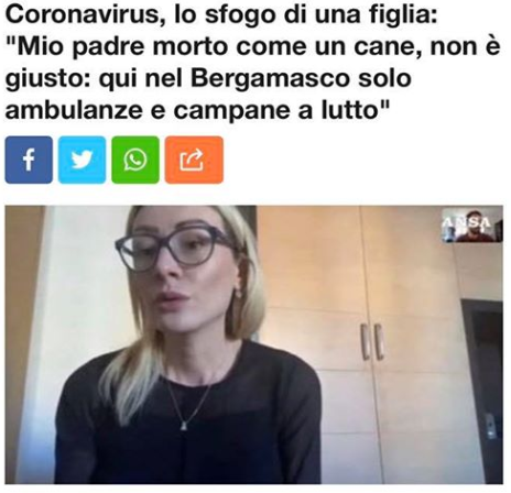 Coronavirus, lo sfogo di una figlia: “Mio padre morto come un cane, non è giusto: qui nel Bergamasco solo ambulanze e campane a lutto”